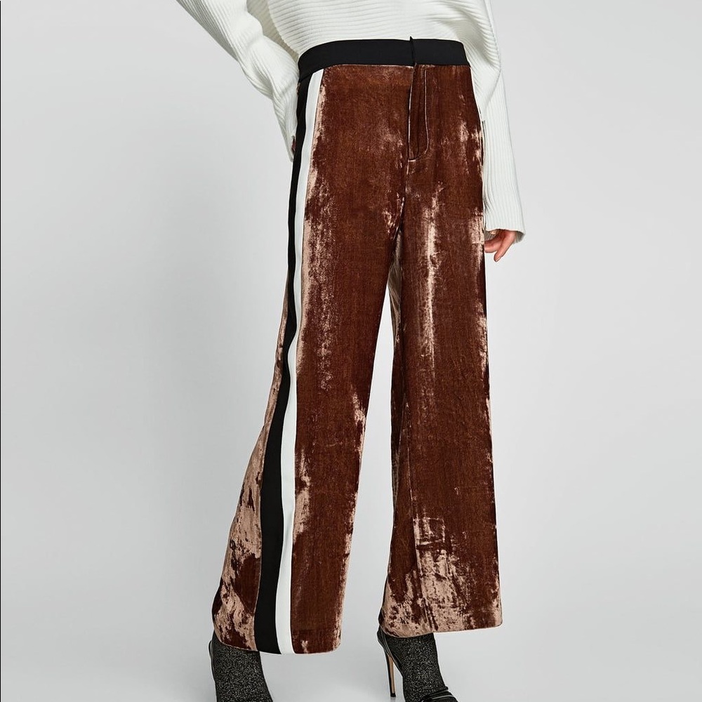 NWT Zara Velvet stripe pants